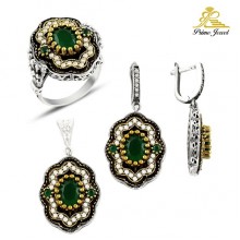 Gümüş Otantik Taşlı Set